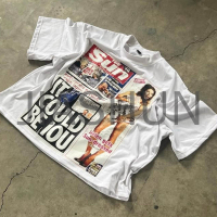 White Oversized Boxy Fit Cotton T-Shirt with DTG Print