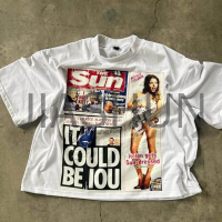 White Oversized Boxy Fit Cotton T-Shirt with DTG Print