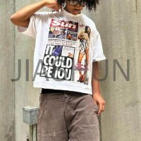 White Oversized Boxy Fit Cotton T-Shirt with DTG Print