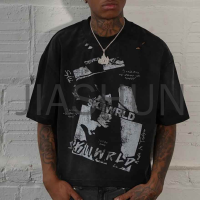 Sun-Faded Acid Wash Oversized Boxy Distressed Graphic T-Shirt