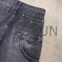 Acid Wash Baggy Knee-Length Ripped Denim Shorts