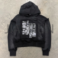 Vintage 100% Cotton Pocket Hoodie with Rhinestone DTG Print