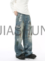 100% Cotton Heavy Wash Dirty Washed Jeans