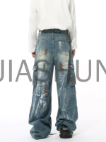 100% Cotton Heavy Wash Dirty Washed Jeans