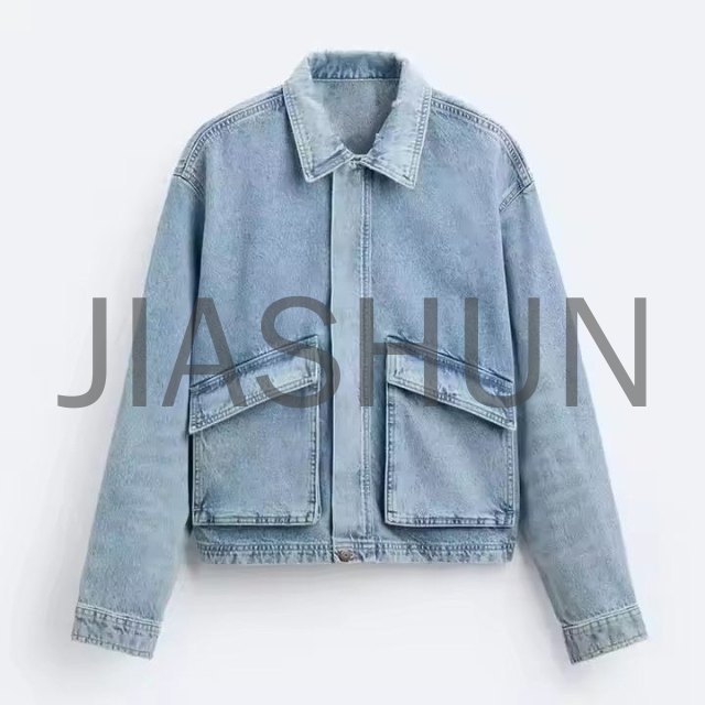 Faded Effect Vintage Wash Oversized Denim Jacket