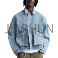 Faded Effect Vintage Wash Oversized Denim Jacket