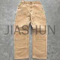 Vintage Denim Carpenter Cargo Pants with Double Knee