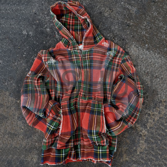 Vintage Wash Oversized Plaid Waffle Knit Zip Up Hoodie