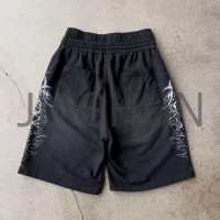 Acid Wash Double Waist Shorts with Digital Printing