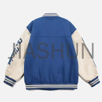 Leather Sleeve Varsity Jacket with 3D Chenille Embroidery