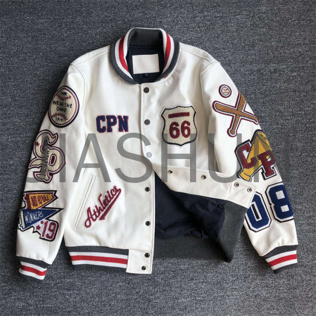 Loose Varsity Jacket with Stand Collar