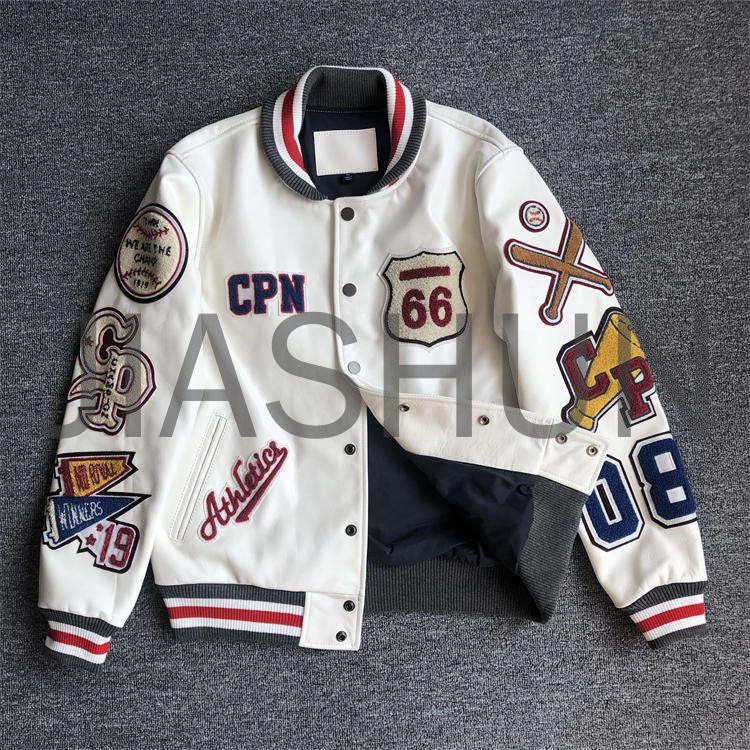 Loose Varsity Jacket with Stand Collar