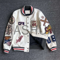 Loose Varsity Jacket with Stand Collar