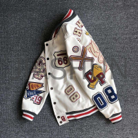 Loose Varsity Jacket with Stand Collar