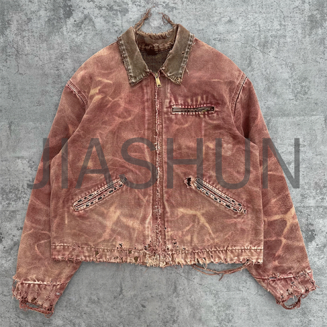 Vintage Canvas Wash Denim Patchwork Work Jacket