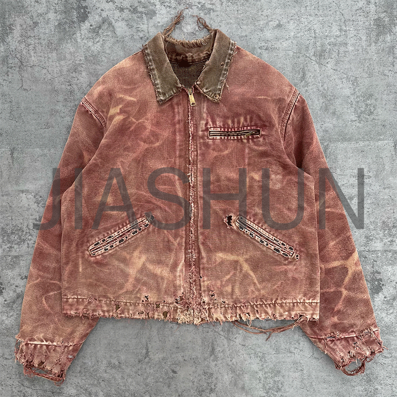 Vintage Canvas Wash Denim Patchwork Work Jacket