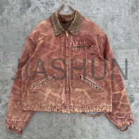 Vintage Canvas Wash Denim Patchwork Work Jacket