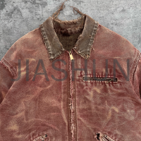 Vintage Canvas Wash Denim Patchwork Work Jacket