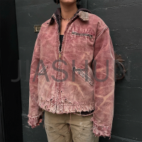 Vintage Canvas Wash Denim Patchwork Work Jacket