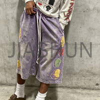 Heavyweight Washed Terry Cotton Printed Shorts