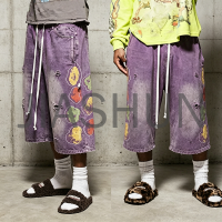 Heavyweight Washed Terry Cotton Printed Shorts