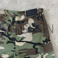 Camo Distressed Baggy Cargo Shorts with Raw Hem