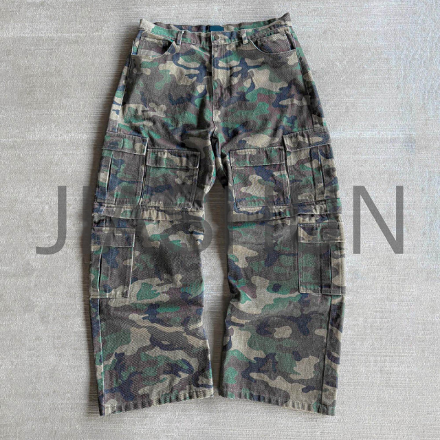 Vintage Wash Camouflage Baggy Cargo Pants