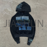 Acid Wash Sun Faded Graphic Hoodie with Screen Print