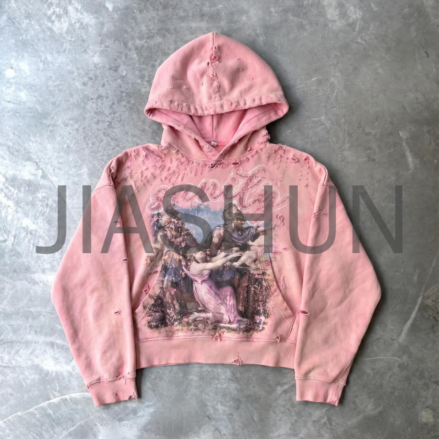 Acid Wash Sun-Faded Heavyweight Hoodie with DTG Print