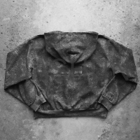 Black Stone Wash Heavyweight Canvas Cotton Zip-Up Hoodie