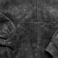 Black Stone Wash Heavyweight Canvas Cotton Zip-Up Hoodie