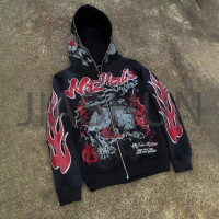 Oversized French Terry Stone Acid Wash Zip-Up Hoodie with Logo