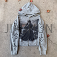 Acid Wash Heavyweight Oversized Zip-Up Hoodie with DTG Print