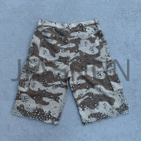 Canvas Camouflage Cargo Shorts DTG Print Raw Edge Rhinestone