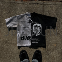 Dirty Wash Oversized T-Shirt with Digital Print