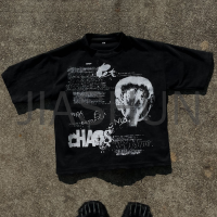 Dirty Wash Oversized T-Shirt with Digital Print