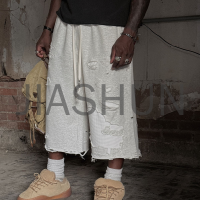 Heavyweight Distressed Washed French Terry Baggy Sweat Shorts