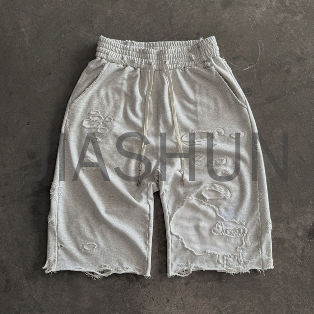 Heavyweight Distressed Washed French Terry Baggy Sweat Shorts