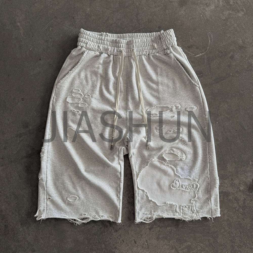 Heavyweight Distressed Washed French Terry Baggy Sweat Shorts