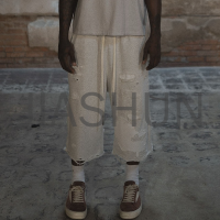 Heavyweight Distressed Washed French Terry Baggy Sweat Shorts