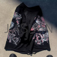 Distressed Oversized Boxy Graphic T-Shirt with DTG Print
