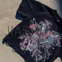 Distressed Oversized Boxy Graphic T-Shirt with DTG Print