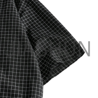 Loose Short Sleeve Plaid Shirt with Frog Buttons