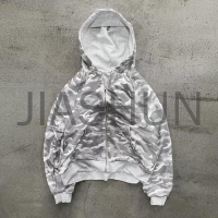 Heavyweight Cotton French Terry All Over Printed Camo Zip Up Hoodie