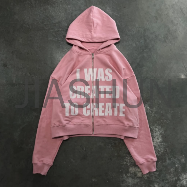 Vintage Wash Heavyweight Oversized Zipper Hoodie with DTG Print
