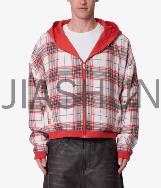 Customized Reversible Flannel Zip up Hoodie