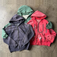 Men's 100% Cotton Acid Wash Zipper Hoodies