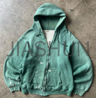 Men's 100% Cotton Acid Wash Zipper Hoodies