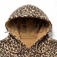 Vintage Leopard Print Oversized Fit Zip-Up Hoodie Streetwear Top
