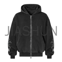 Oversized Tree Graphic Full‑Zip Hoodie
